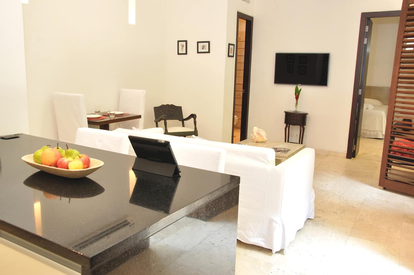 Living area of the San Diego apartment